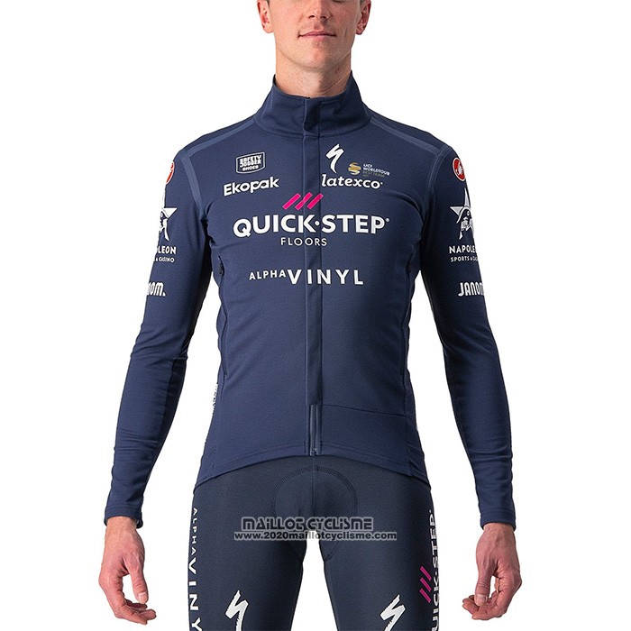 2022 Maillot Cyclisme Deceuninck Quick Step Fonce Bleu Manches Longues et Cuissard